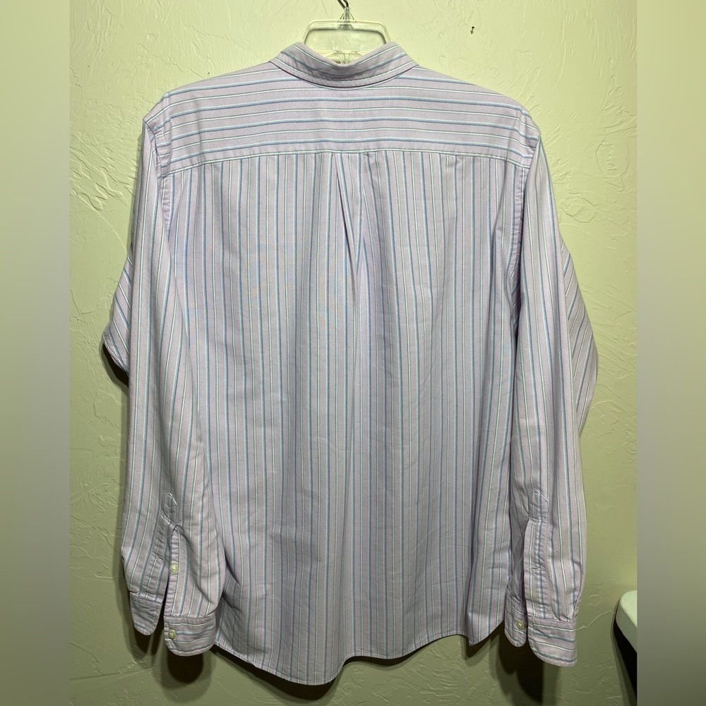Ralph Lauren Classic Fit Mens Shirt Sz XL Pony LS Button Down Purple Blue Stripe - Picture 5 of 8